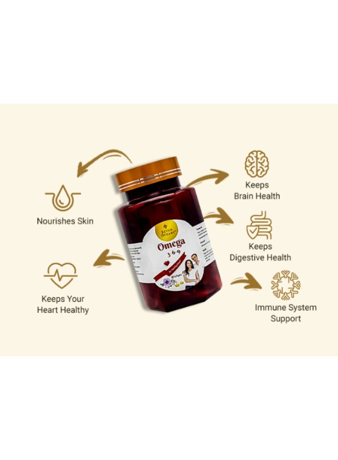 Seven Oceans Omega 3-6-9 Soft Gel Capsules – Supports Heart, Brain & Joint Health, 60 Capsules - Image 2